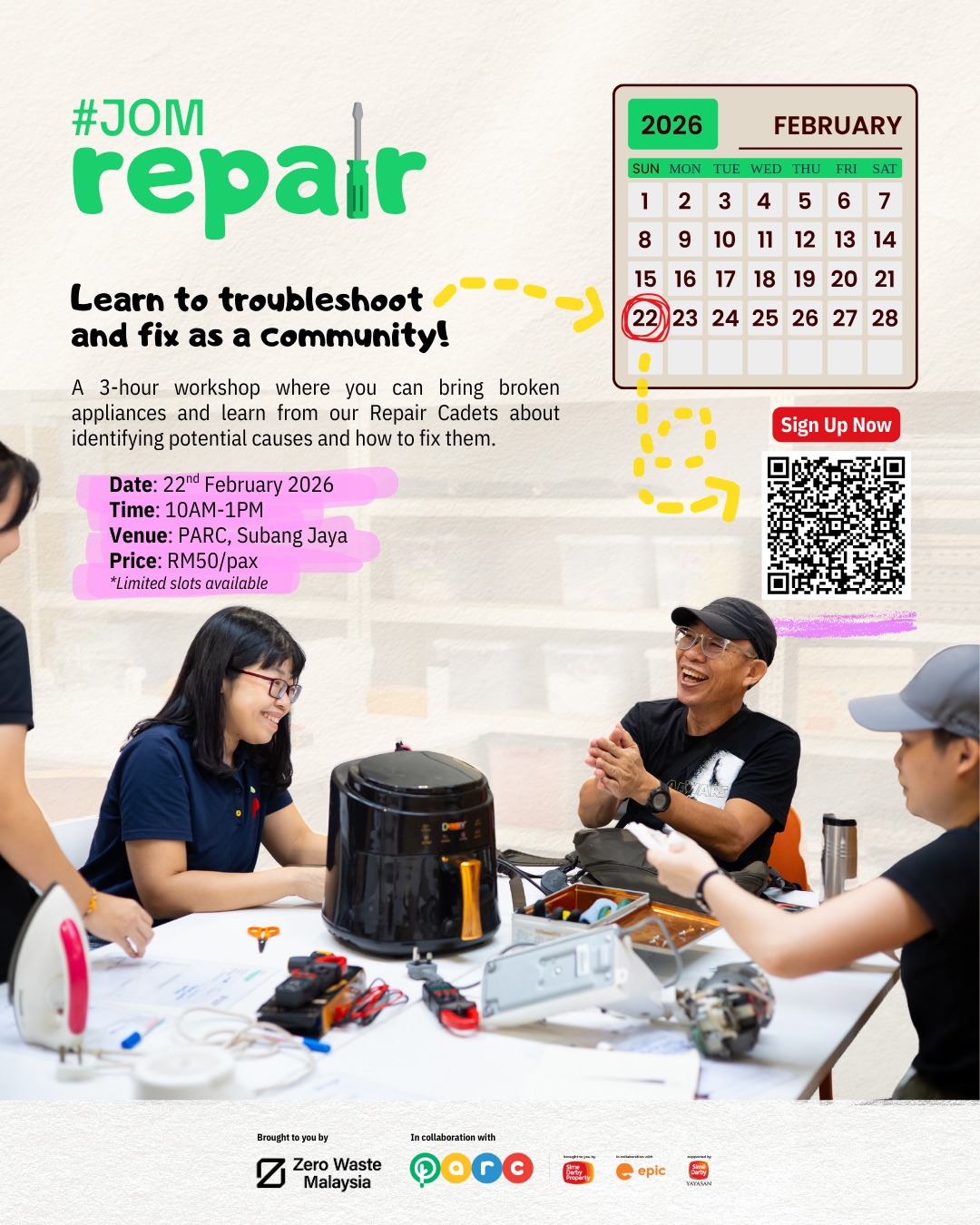 #JOM repair event poster