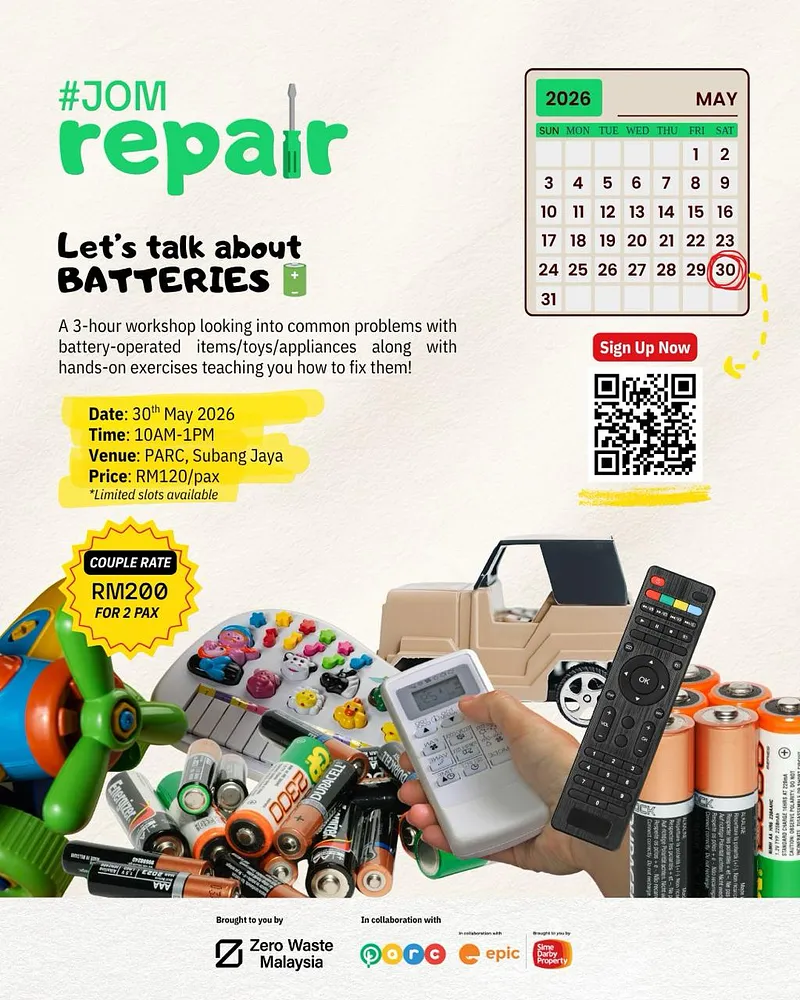 #JOM Repair – Let's Talk About Batteries event poster