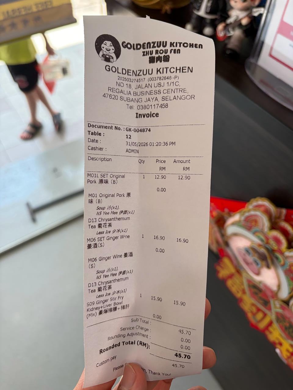Goldenzuu Kitchen Pork Noodle menu and prices in USJ 1