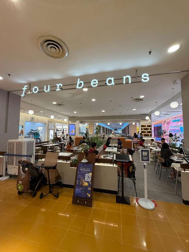 Four Beans Sunway Pyramid interior with signage