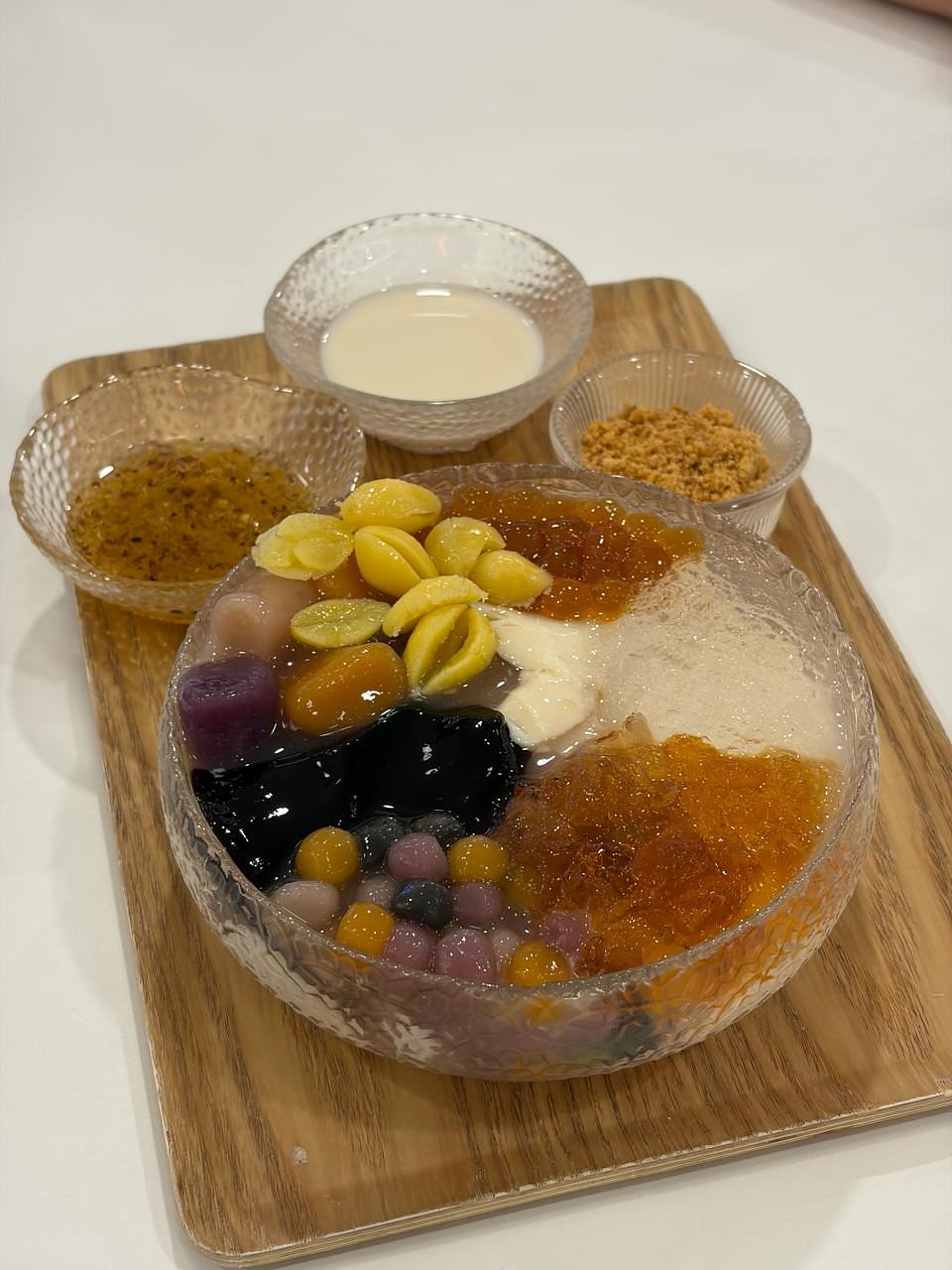 Four Beans dessert bowl with colorful toppings