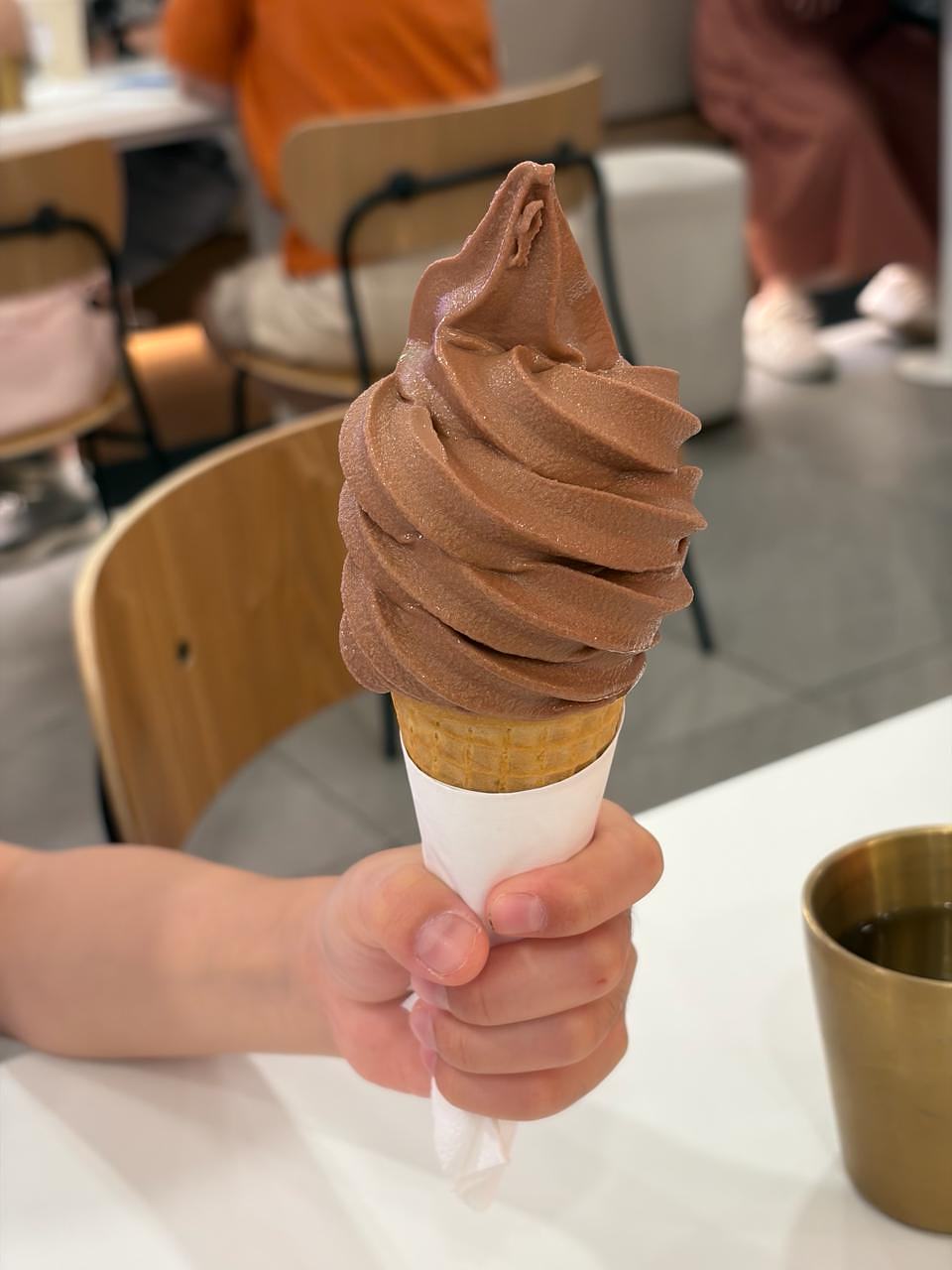 Four Beans chocolate soft-serve ice cream cone