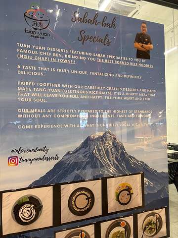 Tuan Yuan Desserts menu board with specialties